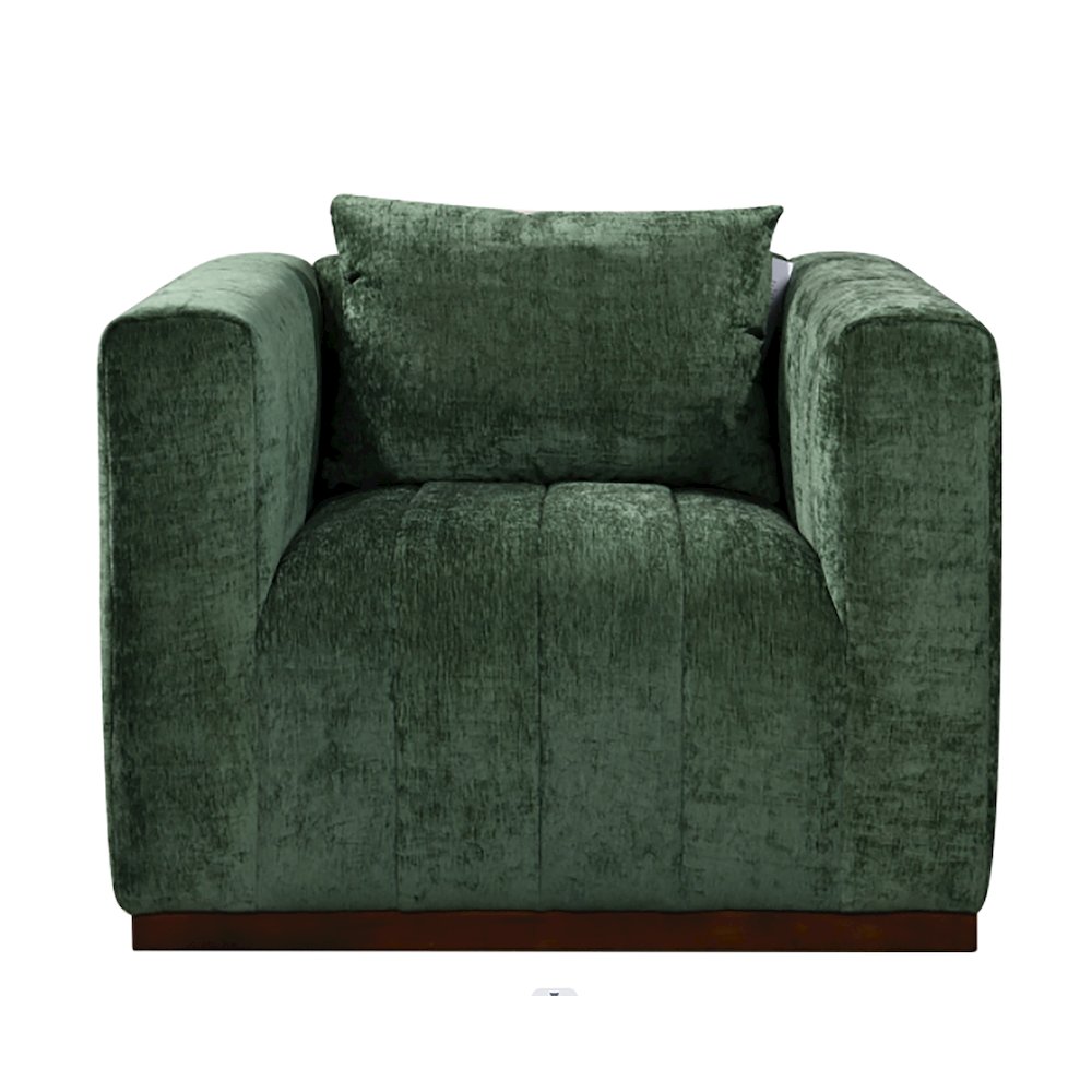 Mid-Century Modern Upton Lounge Chair in Cypress Green with 1 Toss Pillow. Picture 1