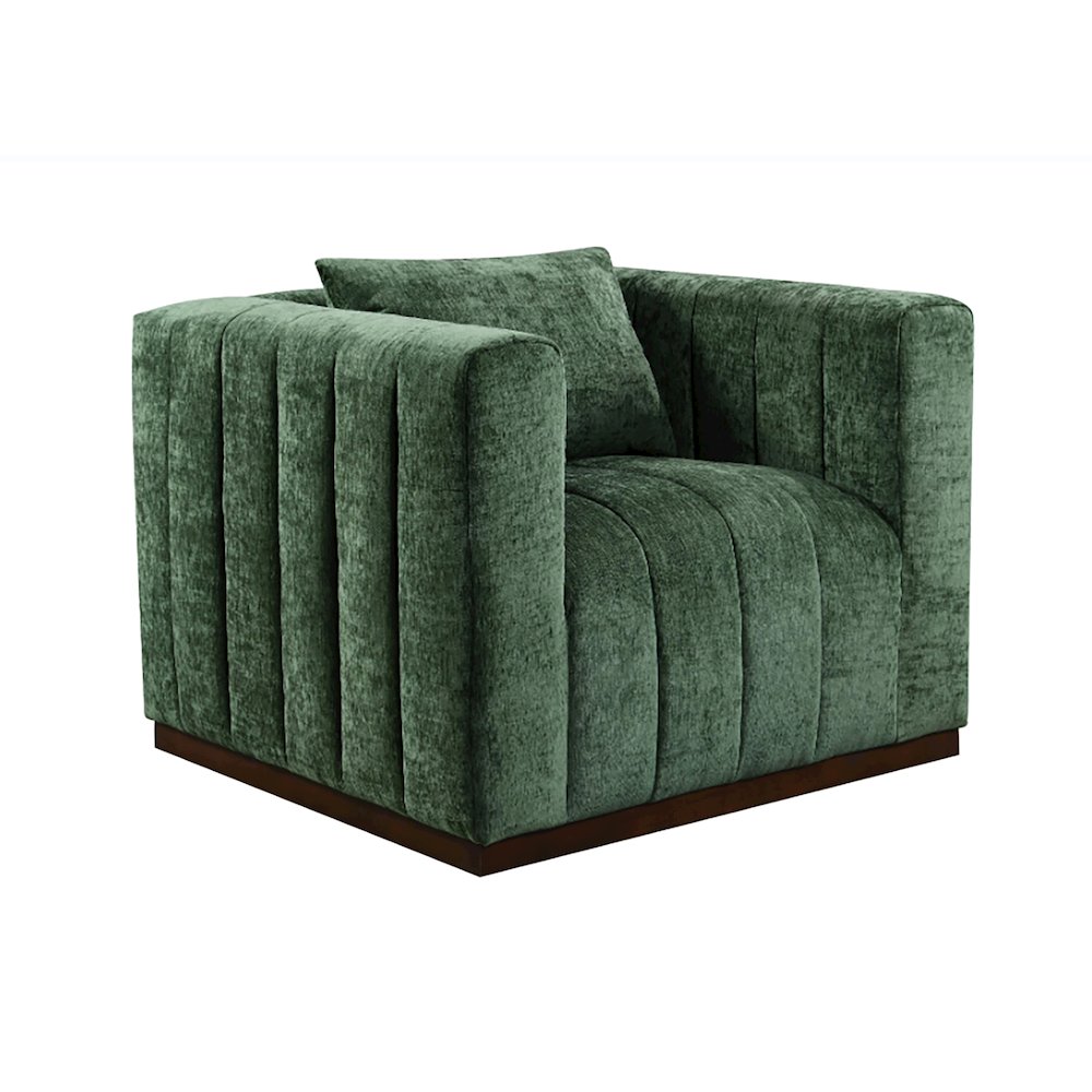 Mid-Century Modern Upton Lounge Chair in Cypress Green with 1 Toss Pillow. Picture 2
