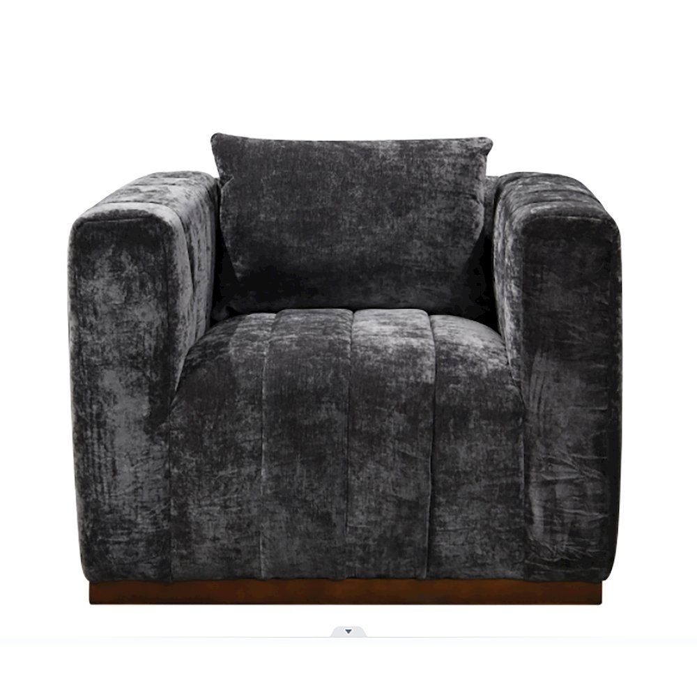 Mid-Century Modern Upton Lounge Chair in Prism Black with 1 Toss Pillow. Picture 1