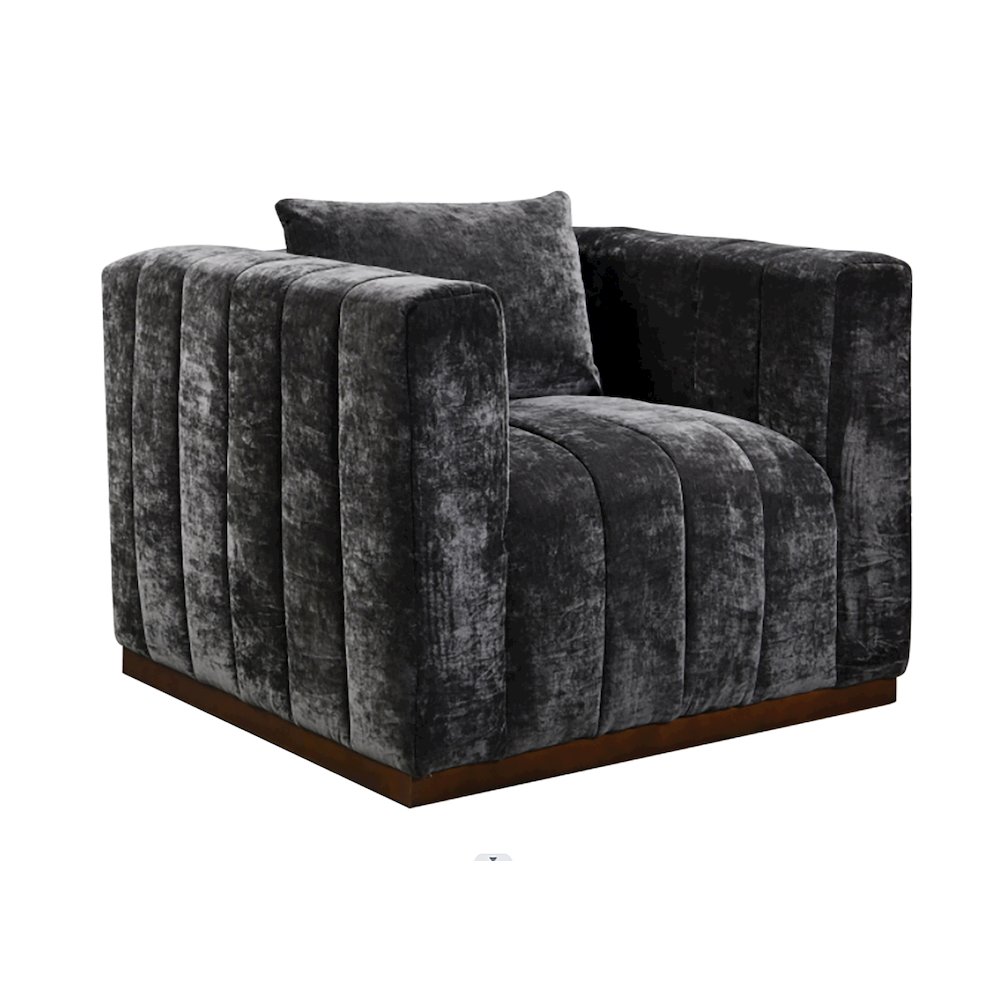 Mid-Century Modern Upton Lounge Chair in Prism Black with 1 Toss Pillow. Picture 2