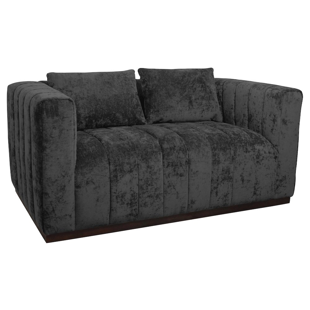 Mid-Century Modern Upton Loveseat in Prism Black with 2 Toss Pillows. Picture 1