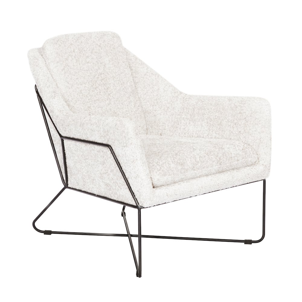 Emilia Lounge Chair in Ivory Boucle Fabric. Picture 1