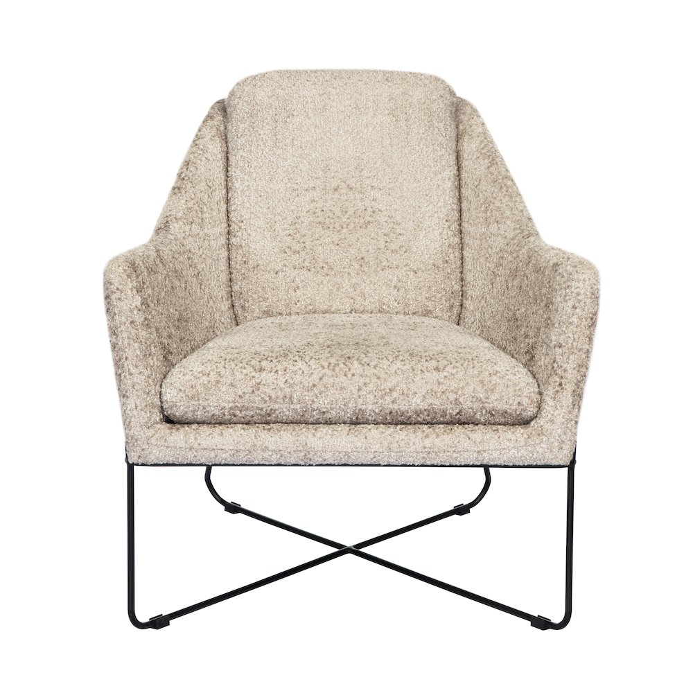 Emilia Lounge Chair in Beige Boucle Fabric. Picture 3