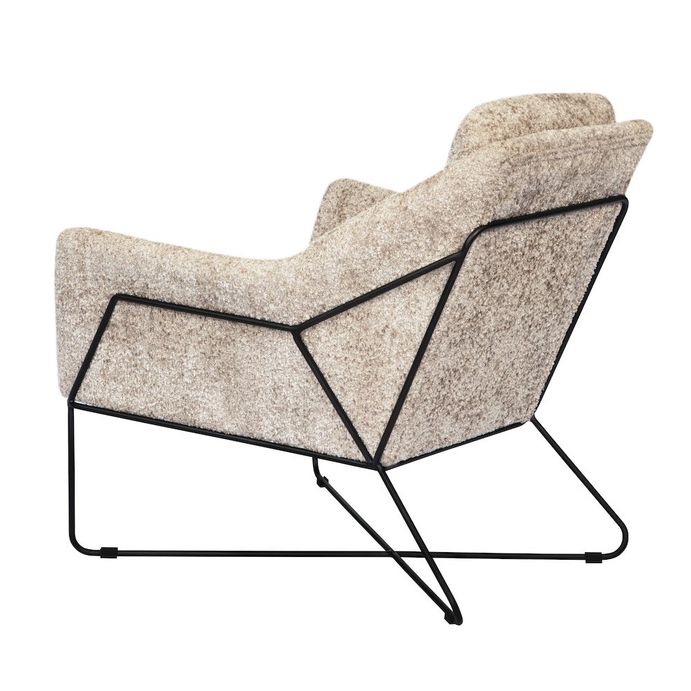 Emilia Lounge Chair in Beige Boucle Fabric. Picture 4