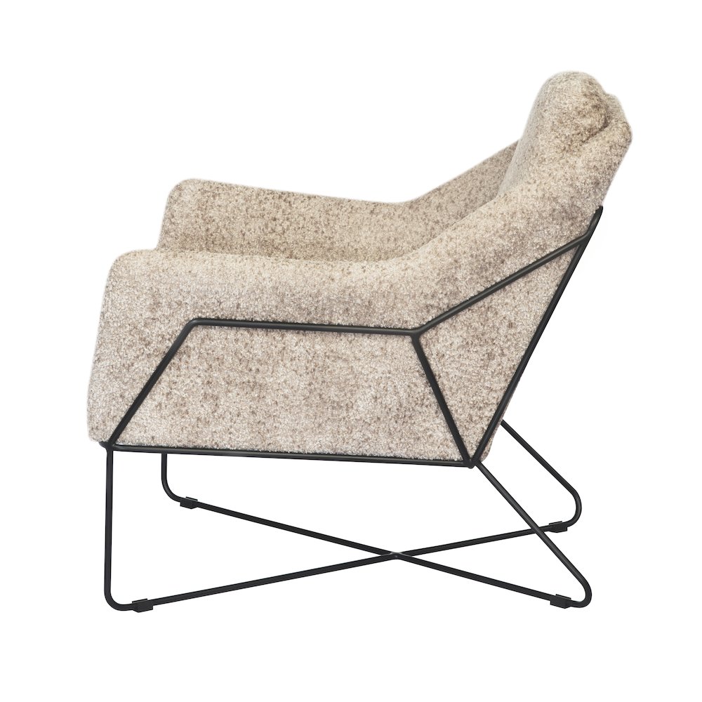 Emilia Lounge Chair in Beige Boucle Fabric. Picture 5