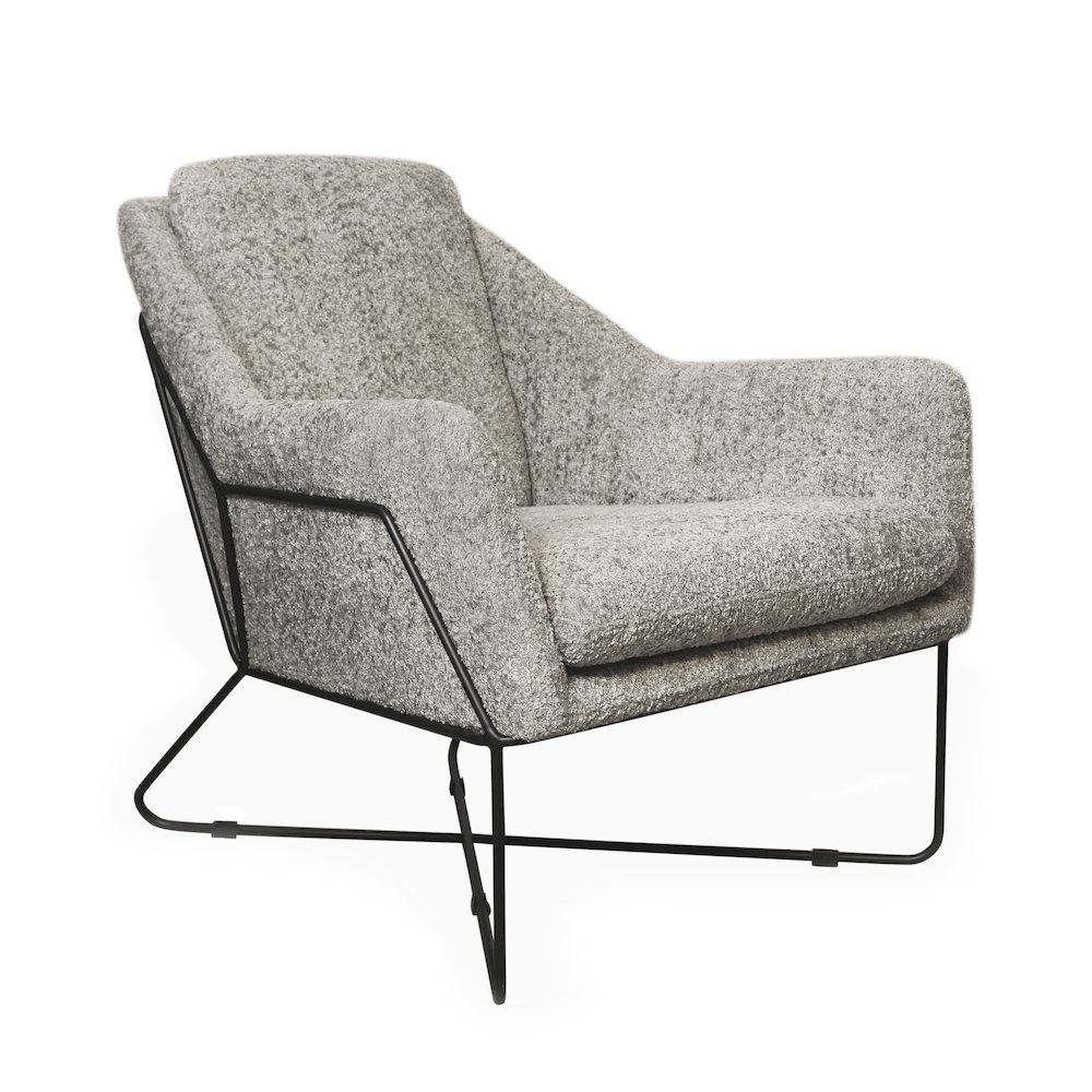 Emilia Lounge Chair in Gray Boucle Fabric. Picture 1