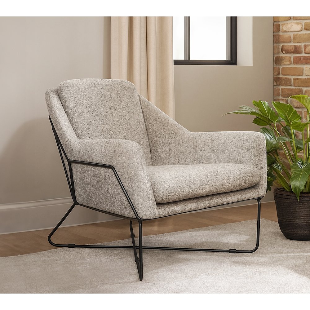 Emilia Lounge Chair in Gray Boucle Fabric. Picture 7