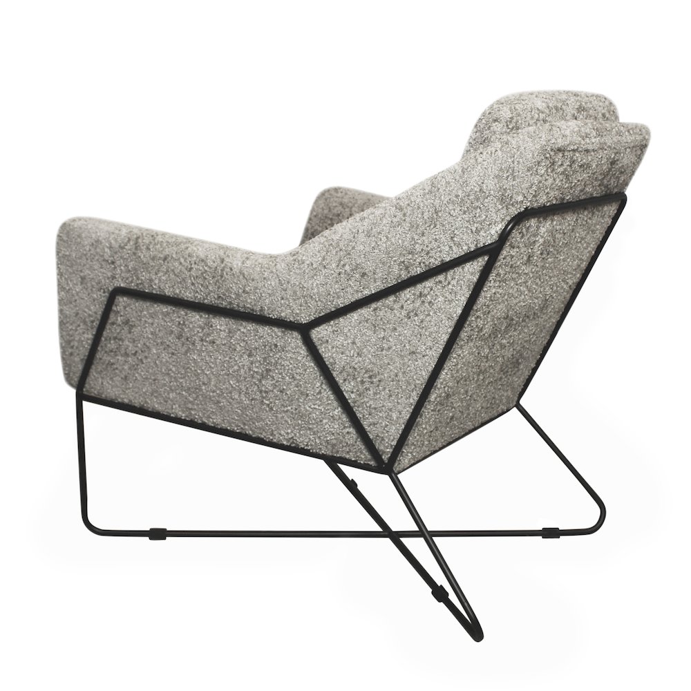 Emilia Lounge Chair in Gray Boucle Fabric. Picture 3
