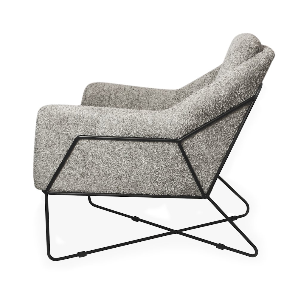 Emilia Lounge Chair in Gray Boucle Fabric. Picture 4