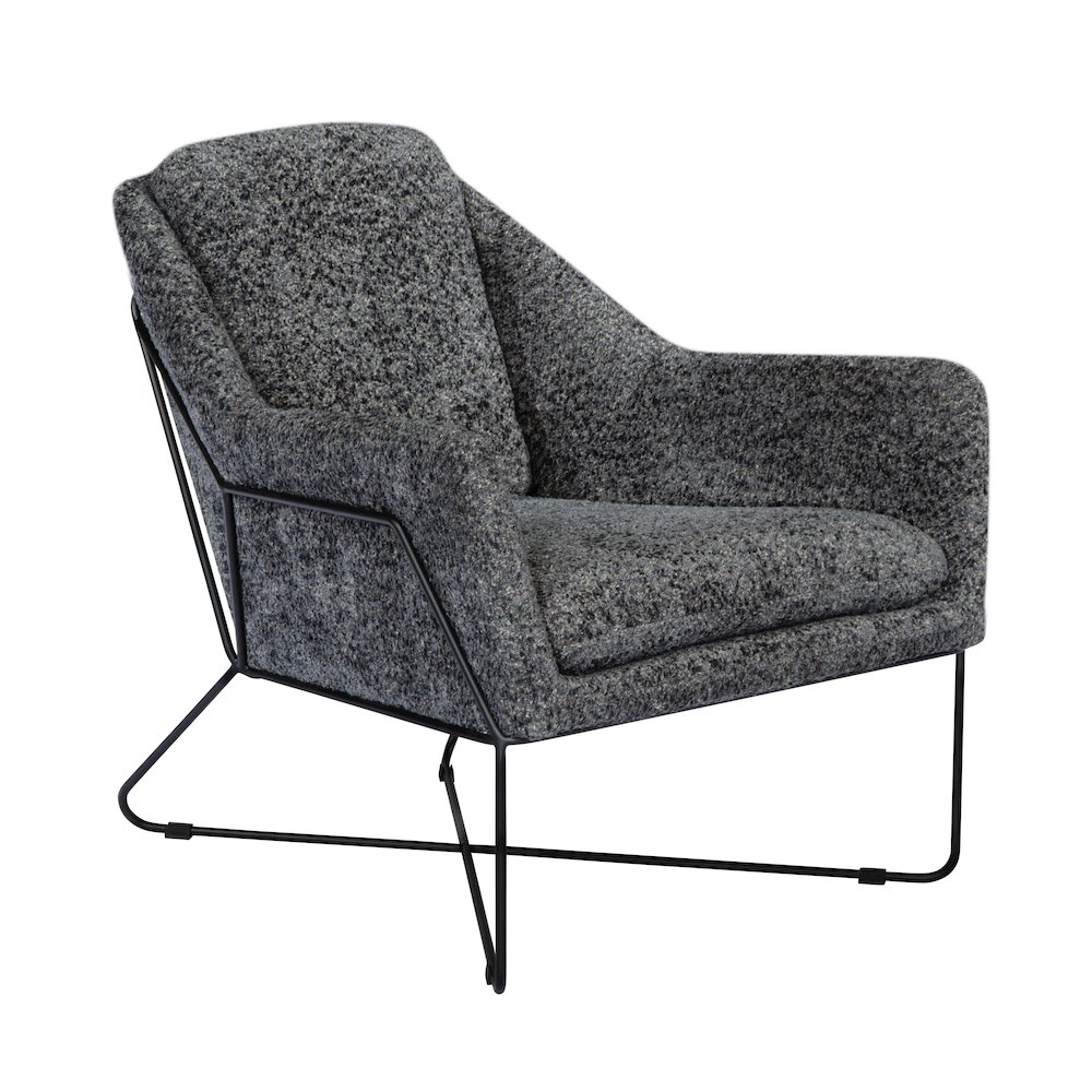 Emilia Lounge Chair in Charcoal Blue Boucle Fabric. Picture 1