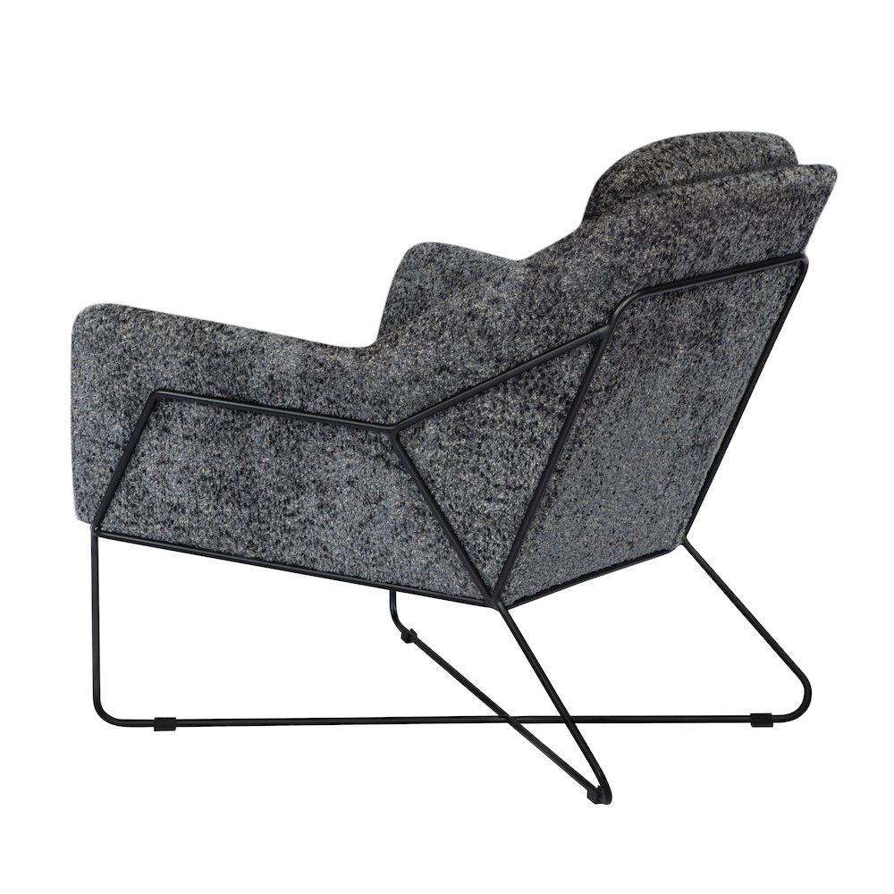 Emilia Lounge Chair in Charcoal Blue Boucle Fabric. Picture 3
