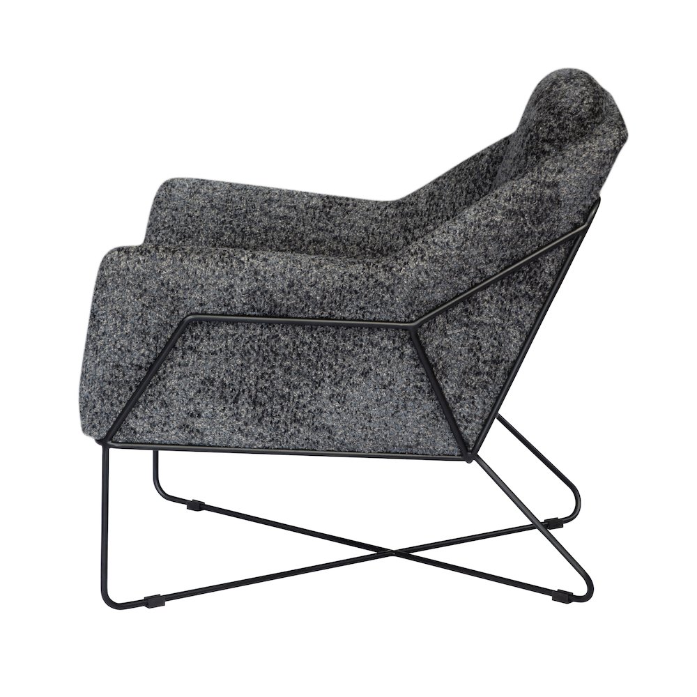 Emilia Lounge Chair in Charcoal Blue Boucle Fabric. Picture 4