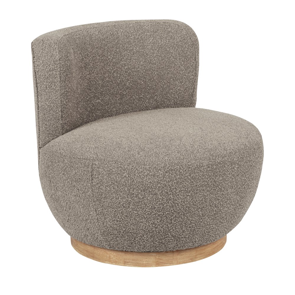 Maya Occasional Swivel Chair in Gray Boucle Fabric. Picture 1