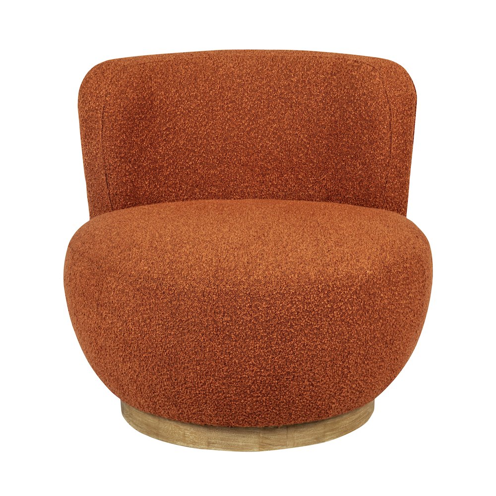 Maya Occasional Swivel Chair in Rust Boucle Fabric. Picture 2