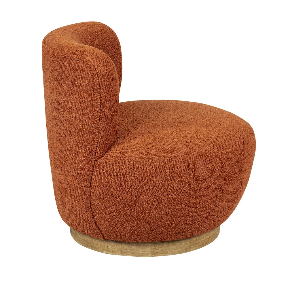 Maya Occasional Swivel Chair in Rust Boucle Fabric. Picture 3