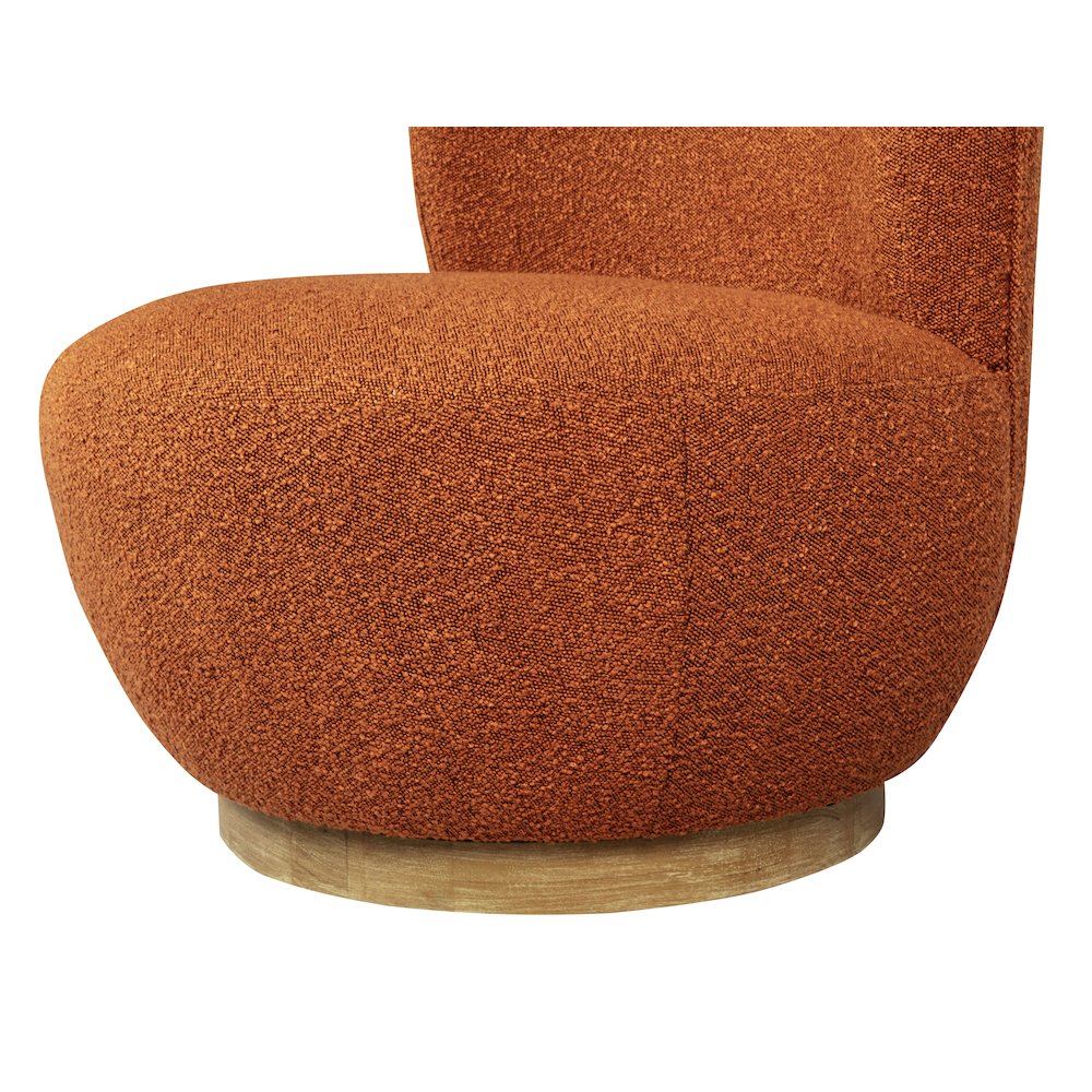 Maya Occasional Swivel Chair in Rust Boucle Fabric. Picture 7