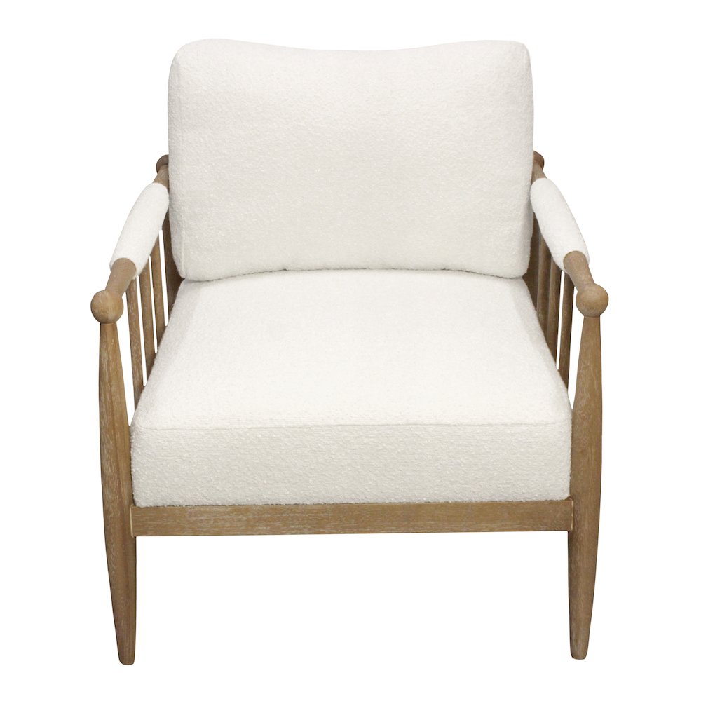 Venus Lounge Chair in Ivory Boucle on Natural Solid Wood. Picture 3