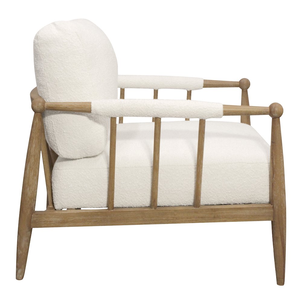 Venus Lounge Chair in Ivory Boucle on Natural Solid Wood. Picture 4