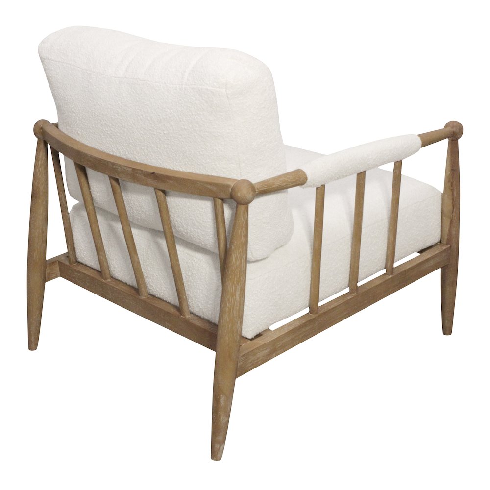 Venus Lounge Chair in Ivory Boucle on Natural Solid Wood. Picture 5
