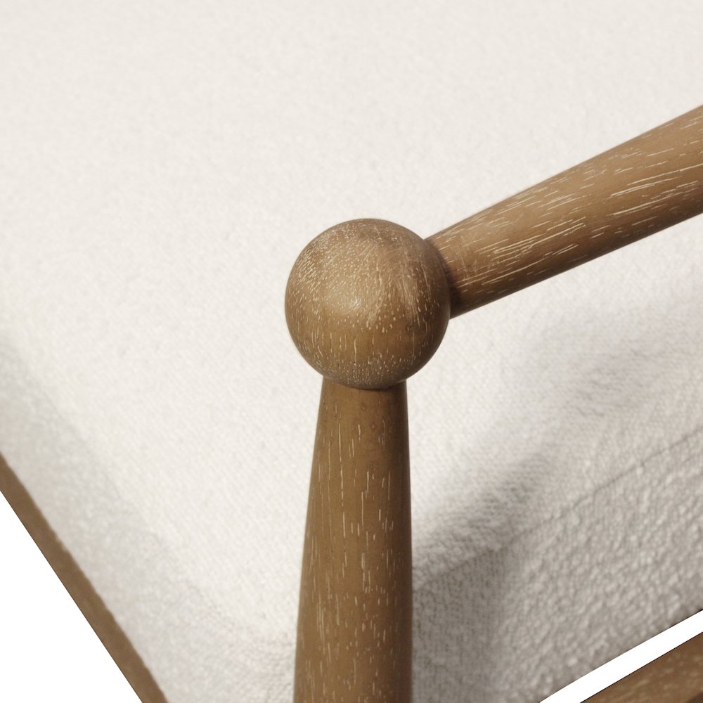 Venus Lounge Chair in Ivory Boucle on Natural Solid Wood. Picture 7