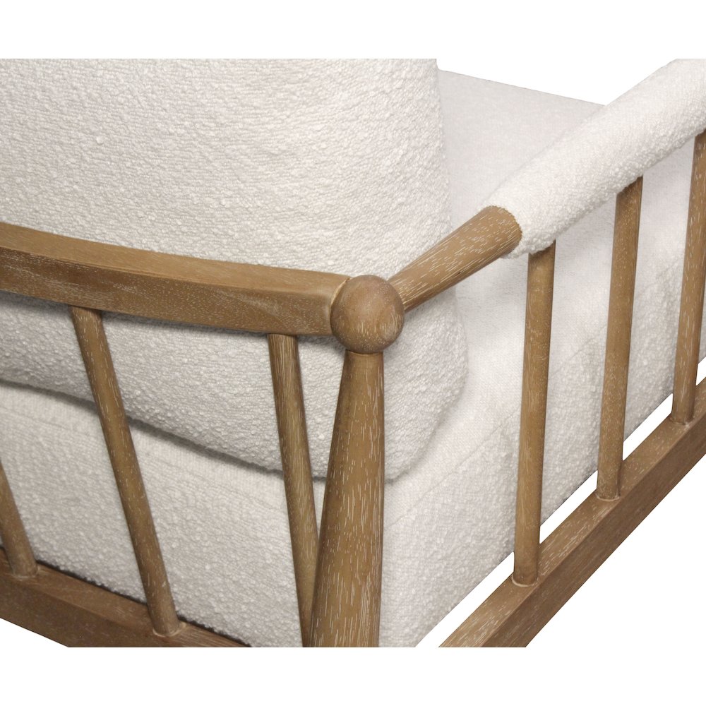 Venus Lounge Chair in Ivory Boucle on Natural Solid Wood. Picture 8