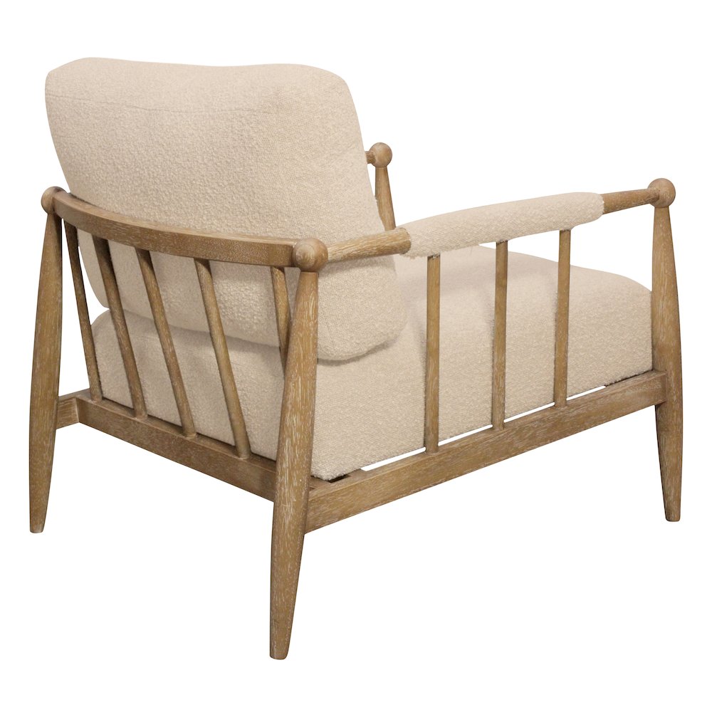Venus Lounge Chair in Beige Boucle on Natural Solid Wood. Picture 5