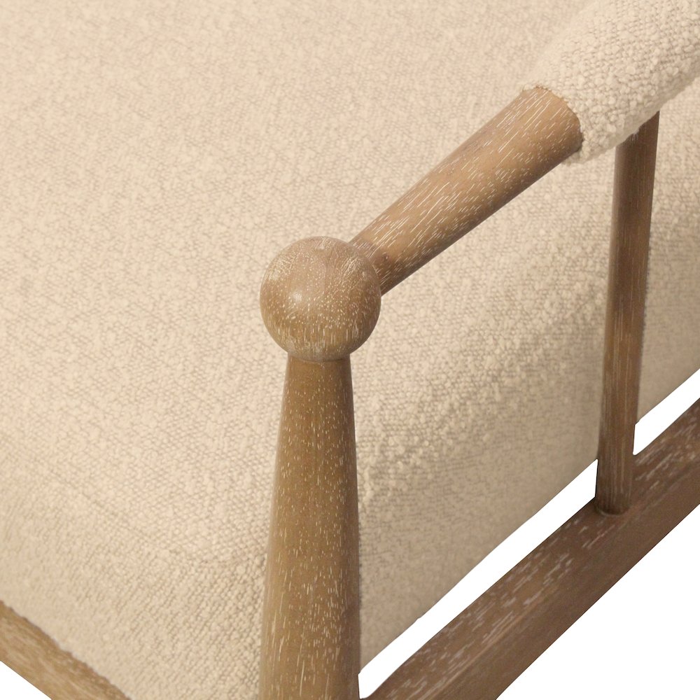Venus Lounge Chair in Beige Boucle on Natural Solid Wood. Picture 7