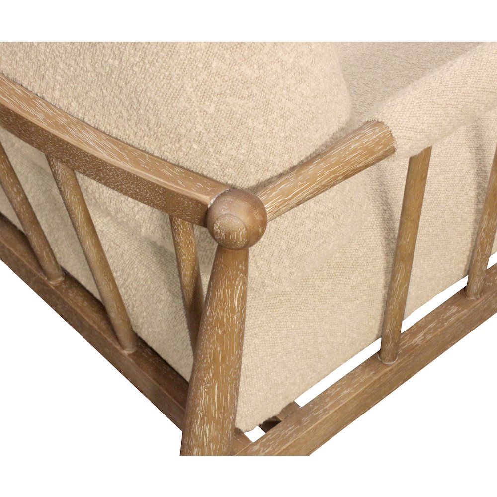 Venus Lounge Chair in Beige Boucle on Natural Solid Wood. Picture 8