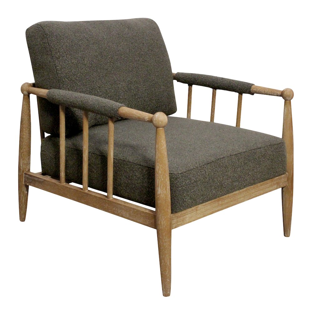 Venus Lounge Chair in Iron Ore Boucle on Natural Solid Wood. Picture 1