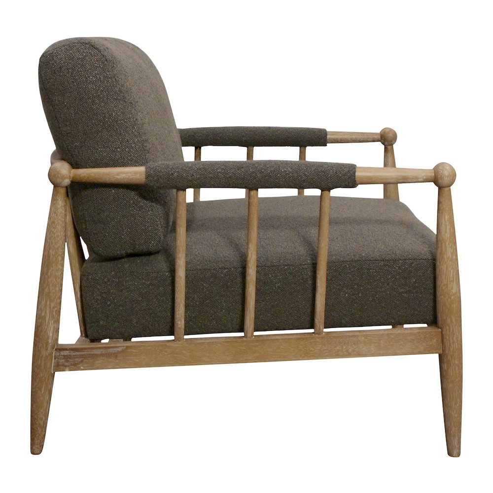 Venus Lounge Chair in Iron Ore Boucle on Natural Solid Wood. Picture 4
