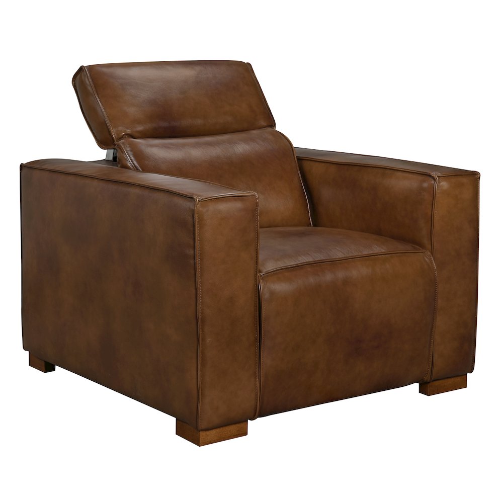 Riseholme Reclining Lounge Chair in Tan Full-Leather. Picture 2