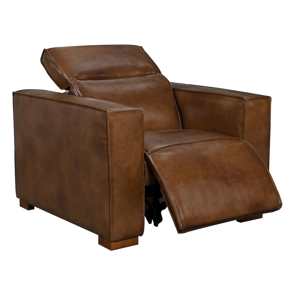 Riseholme Reclining Lounge Chair in Tan Full-Leather. Picture 3