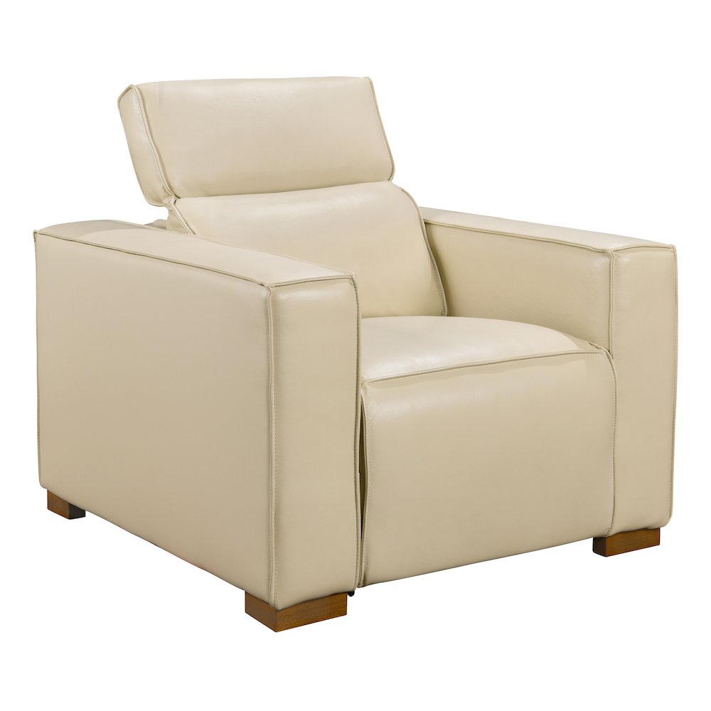 Riseholme Reclining Lounge Chair in Beige Full-Leather. Picture 3