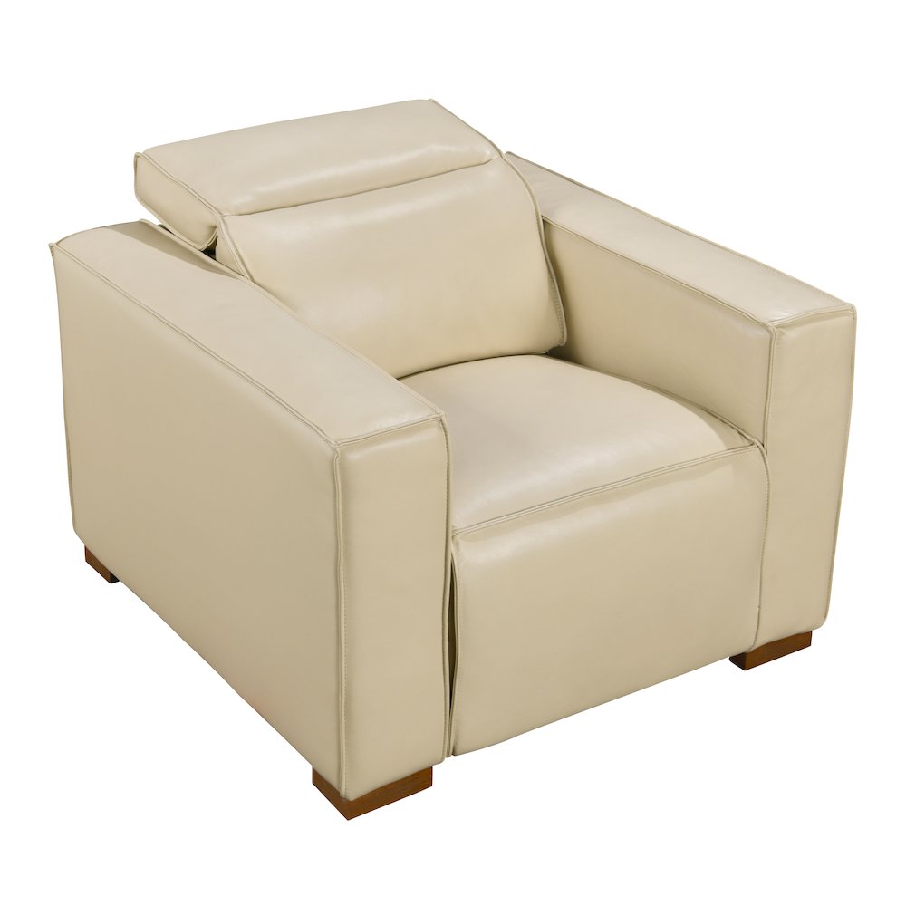 Riseholme Reclining Lounge Chair in Beige Full-Leather. Picture 6