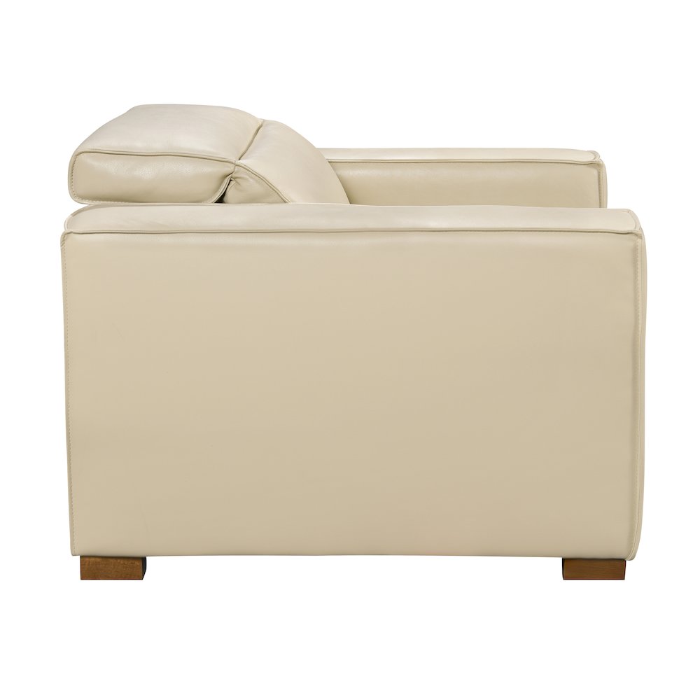 Riseholme Reclining Lounge Chair in Beige Full-Leather. Picture 7
