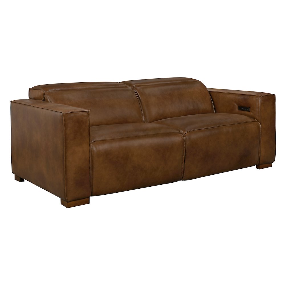 Riseholme Reclining Sofa in Tan Full-Leather. Picture 2