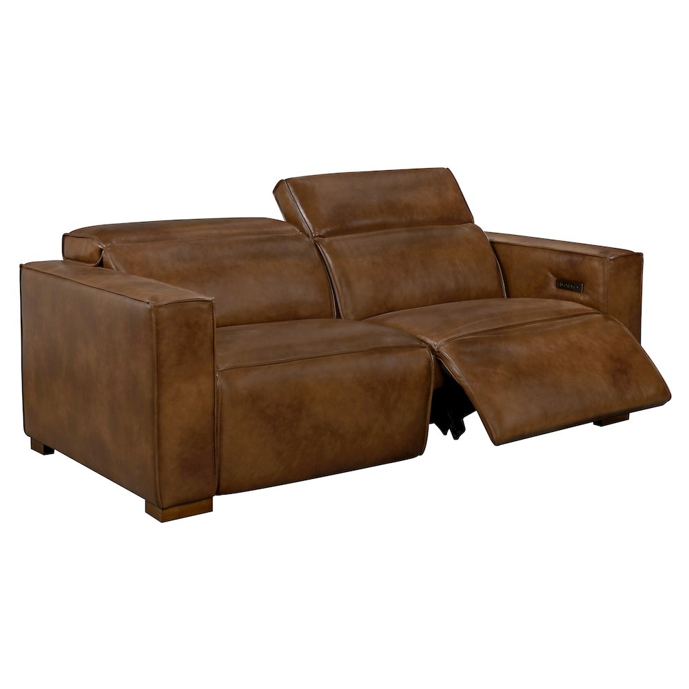 Riseholme Reclining Sofa in Tan Full-Leather. Picture 4