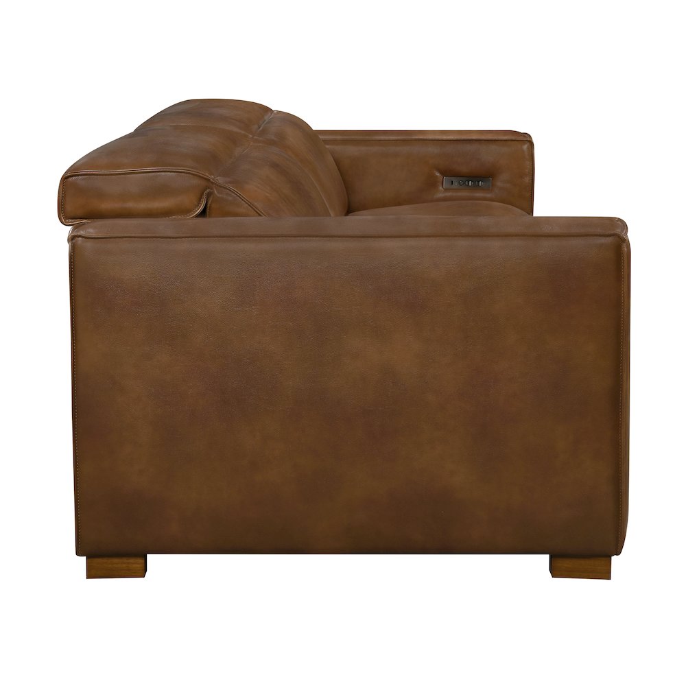 Riseholme Reclining Sofa in Tan Full-Leather. Picture 7