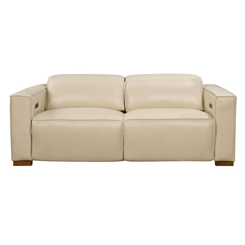 Riseholme Reclining Sofa in Beige Full-Leather. Picture 1