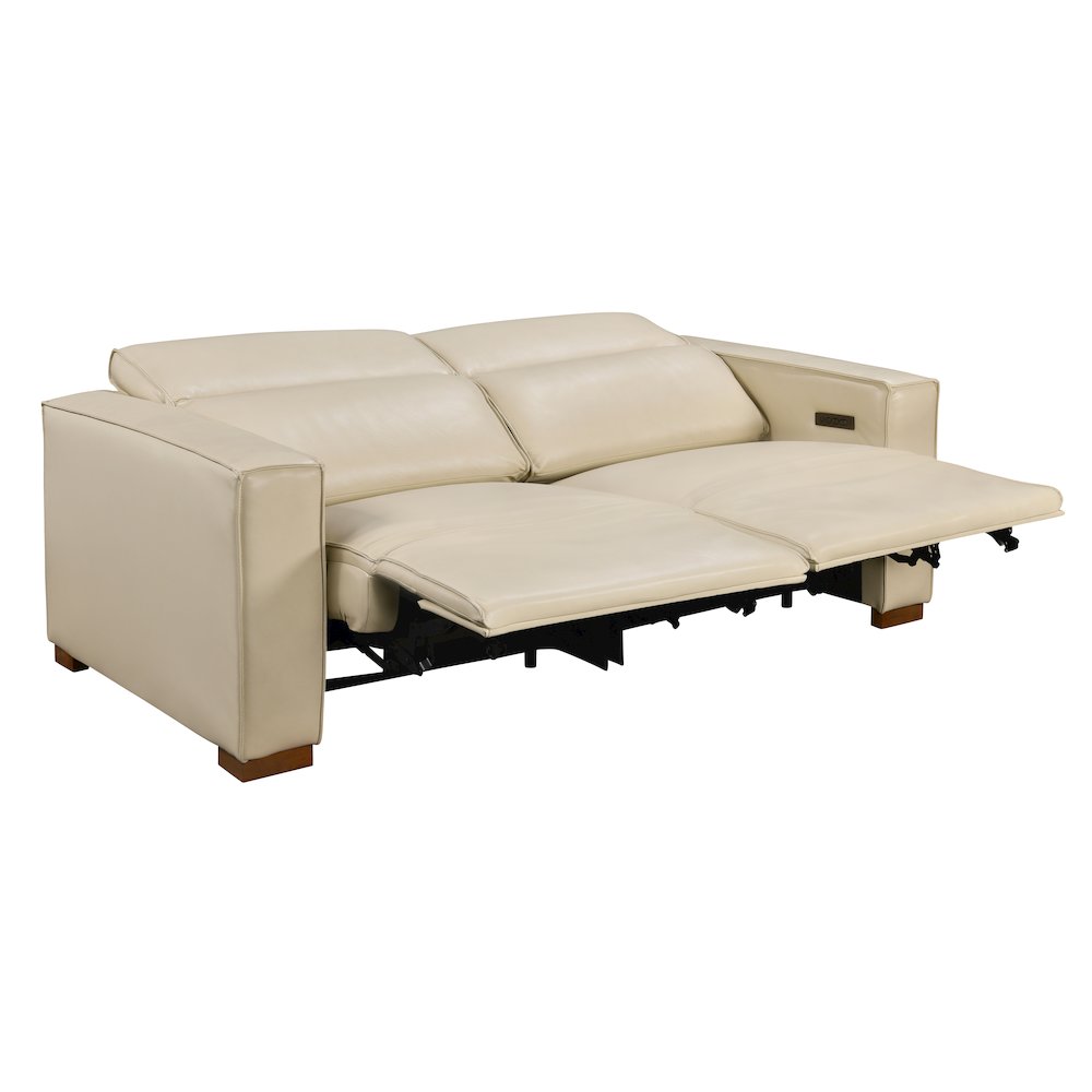 Riseholme Reclining Sofa in Beige Full-Leather. Picture 5