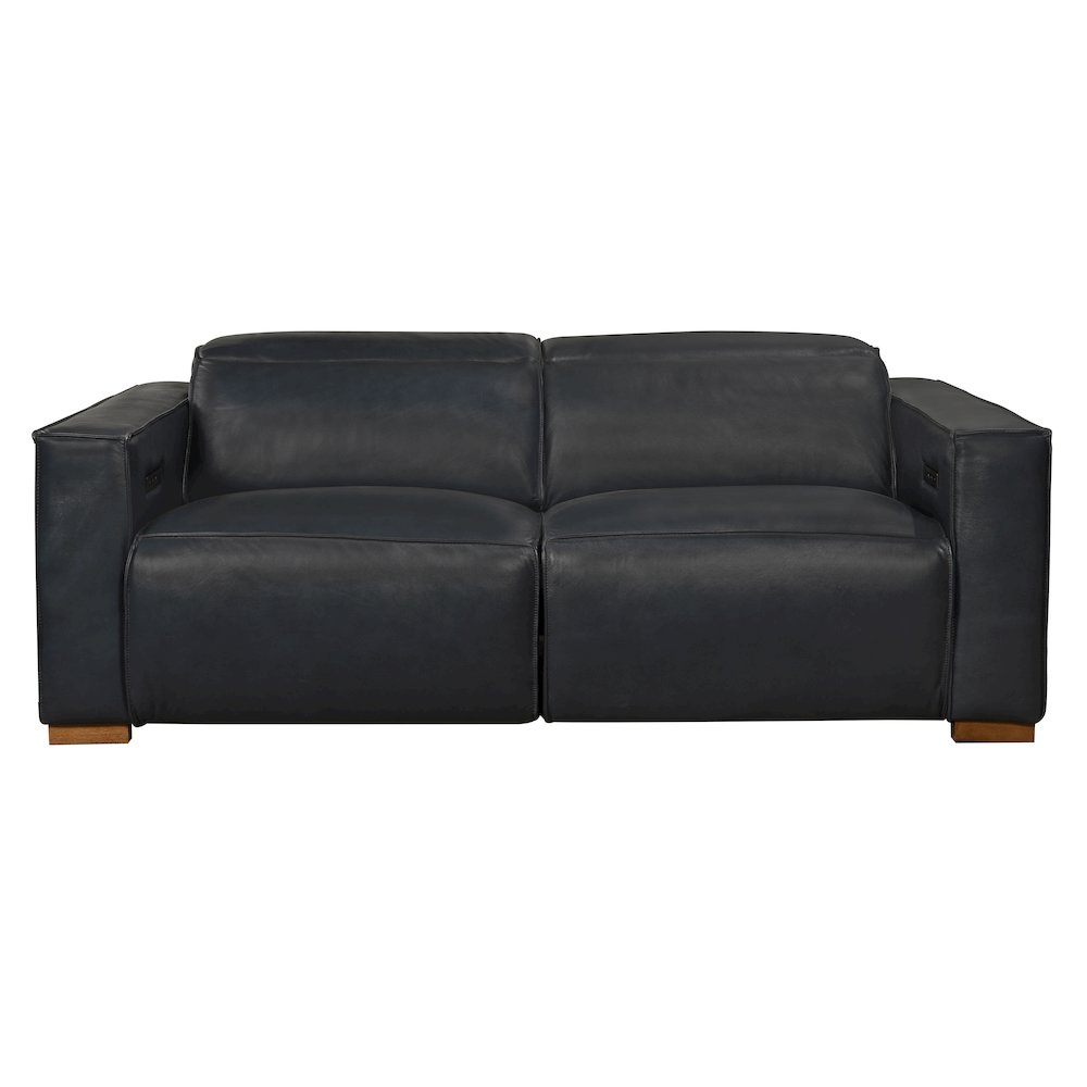 Riseholme Reclining Sofa in Blue Full-Leather. Picture 1