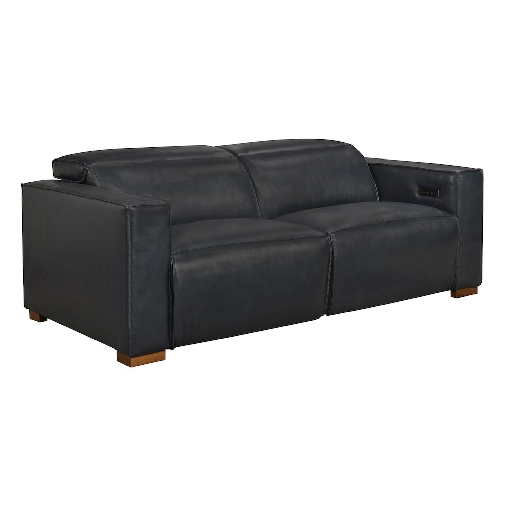 Riseholme Reclining Sofa in Blue Full-Leather. Picture 2