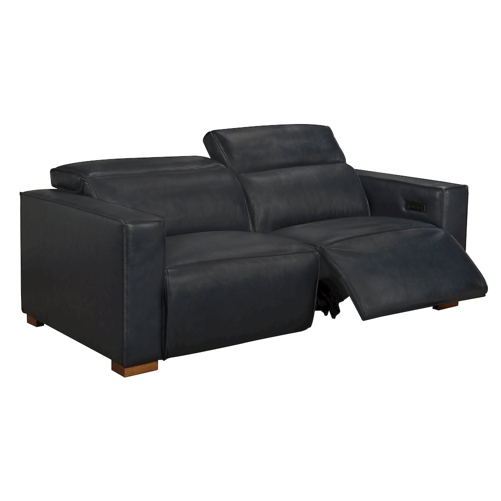 Riseholme Reclining Sofa in Blue Full-Leather. Picture 4