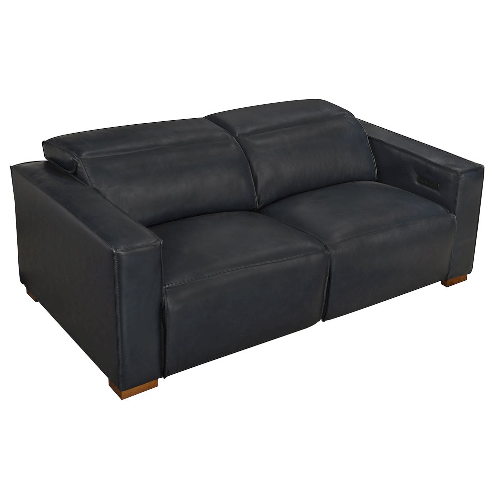 Riseholme Reclining Sofa in Blue Full-Leather. Picture 7