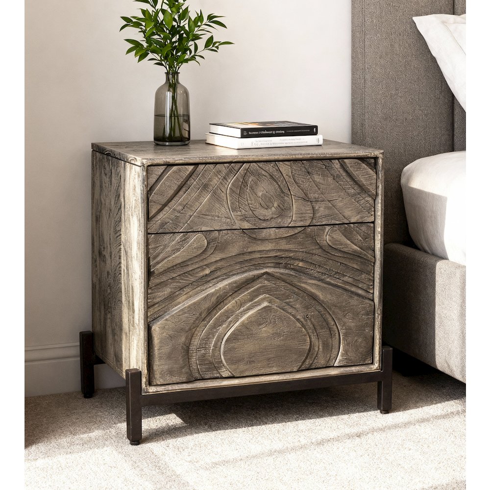 Bristol 2-Drawer Nightstand - Smoked Ash. Picture 2