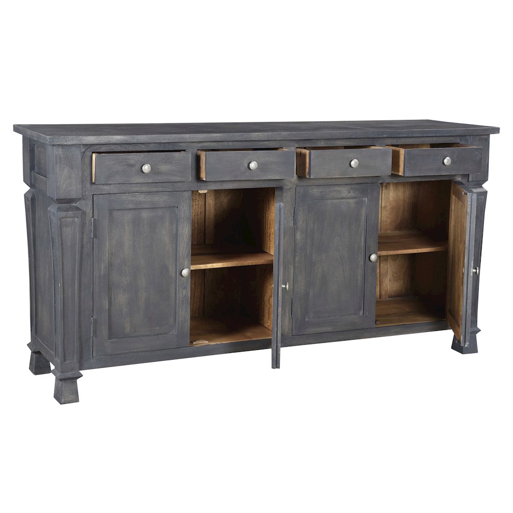 Carmenita 4-Door 4-Drawer Sideboard in Dark Gray. Picture 3