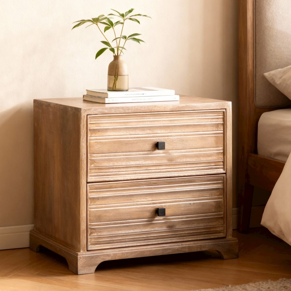Carmenita 2-Drawer Might Night Stand - Rustic Light Brown. Picture 3