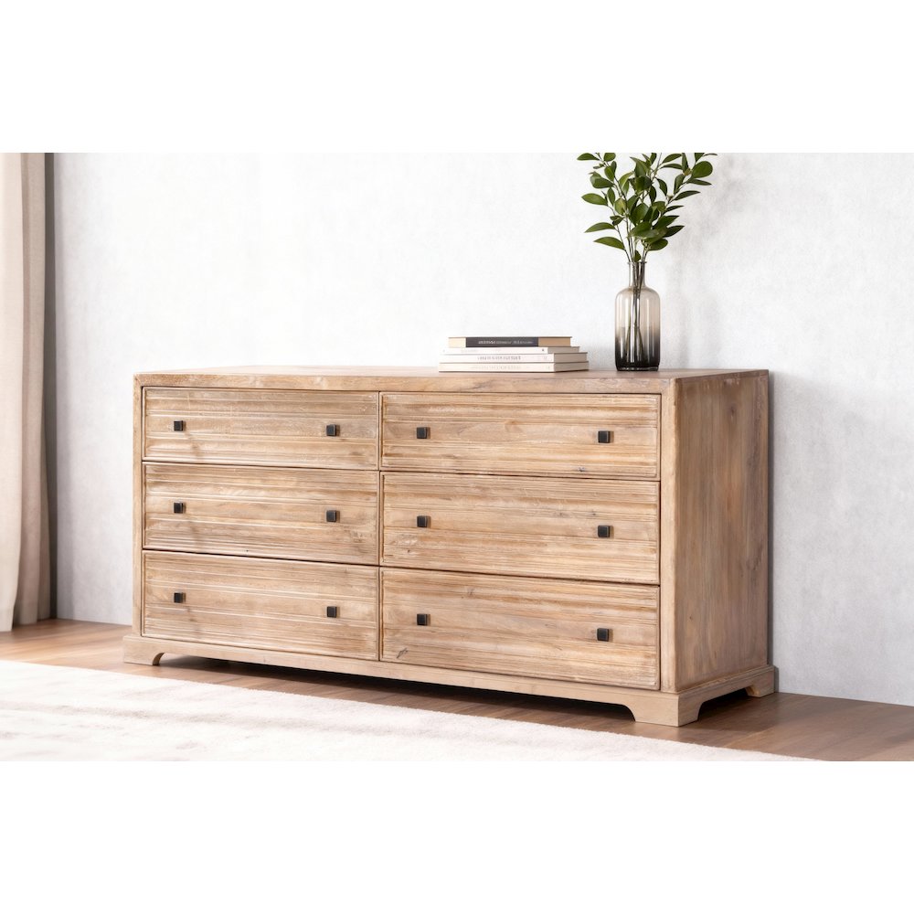 Carmenita 6-Drawer Dresser in Rustic Light Brown. Picture 3