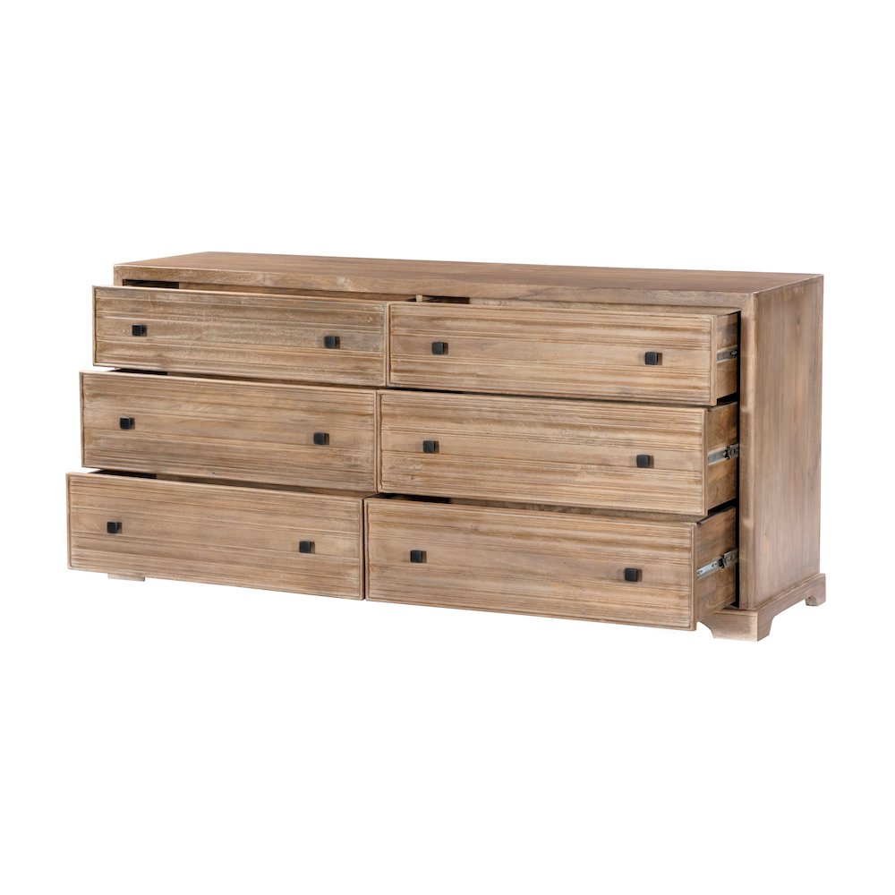 Carmenita 6-Drawer Dresser in Rustic Light Brown. Picture 4