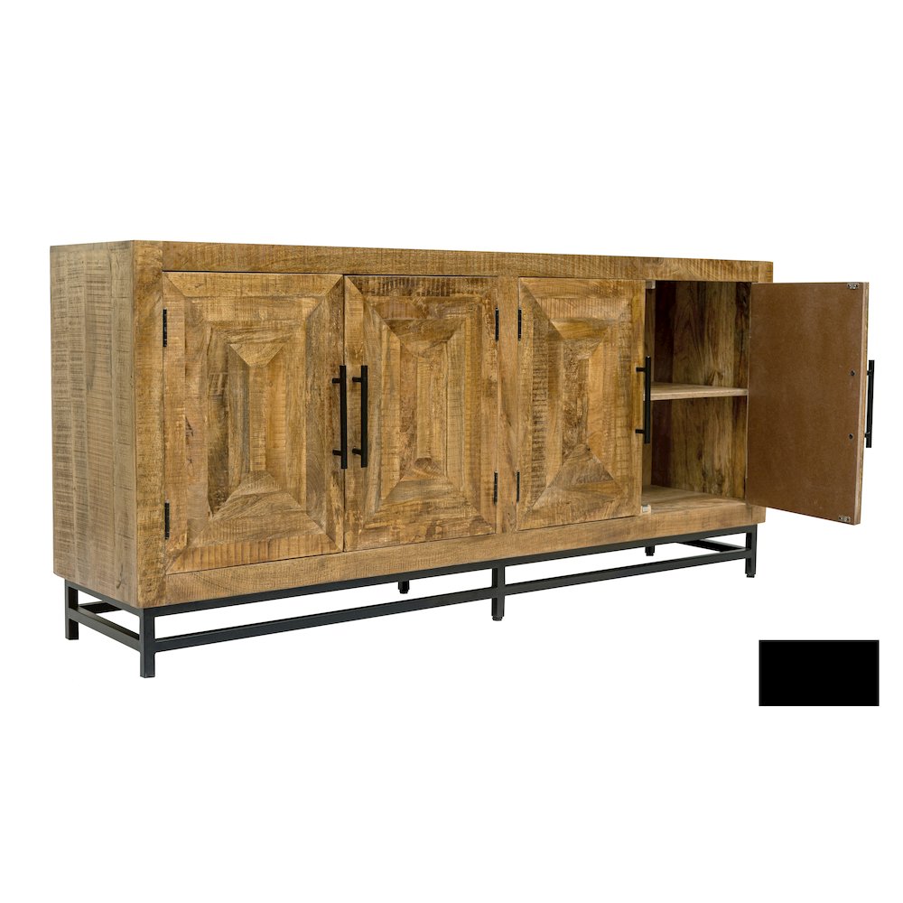 Stanton 4 Door Mango Wood Sideboard on an Iron Base. Picture 2